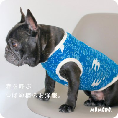 画像3: 【Choice】袖と首元が選べる！つばめ柄国産接結生地のお洋服　　コバルト地に白柄