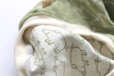 画像2: 【Choice】袖と首元が選べる！こぶた柄国産接結生地のお洋服　　モスグリーン地に白柄