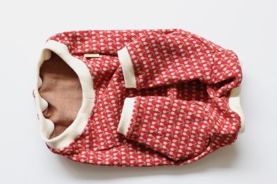 画像1: さくらんぼ柄ジャガード半袖ニット 赤 M