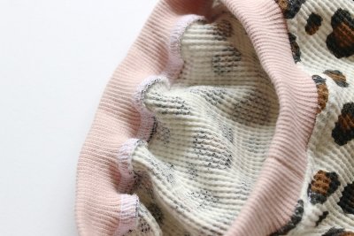 画像2: レオパード柄ワッフルニット　長袖　杢オートミール　M
