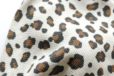 画像3: レオパード柄ワッフルニット　長袖　杢オートミール　M